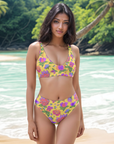 Isabella High-Waisted Bikini Bottom in Tropical Smoothie Klementina