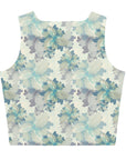 Underwater Blooms Crop Tank Top in Antique Blue Klementina