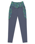 Udara Crossover Leggings with Navy Pine Accents Klementina