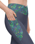 Udara Crossover Leggings with Navy Pine Accents Klementina