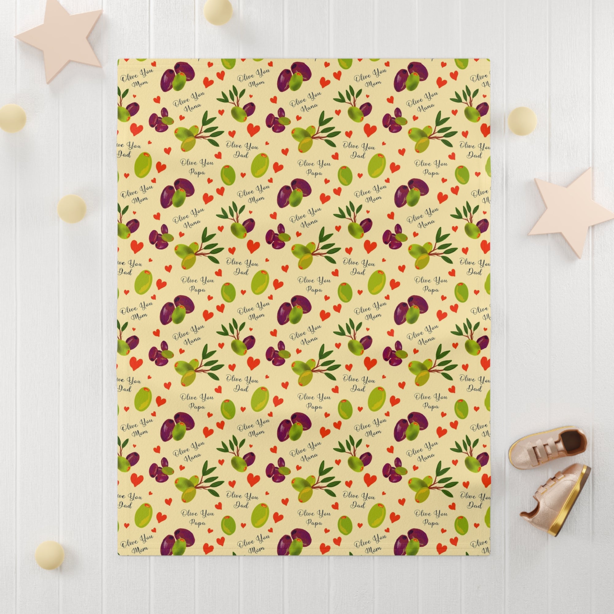 Olive You Fleece Baby Blanket