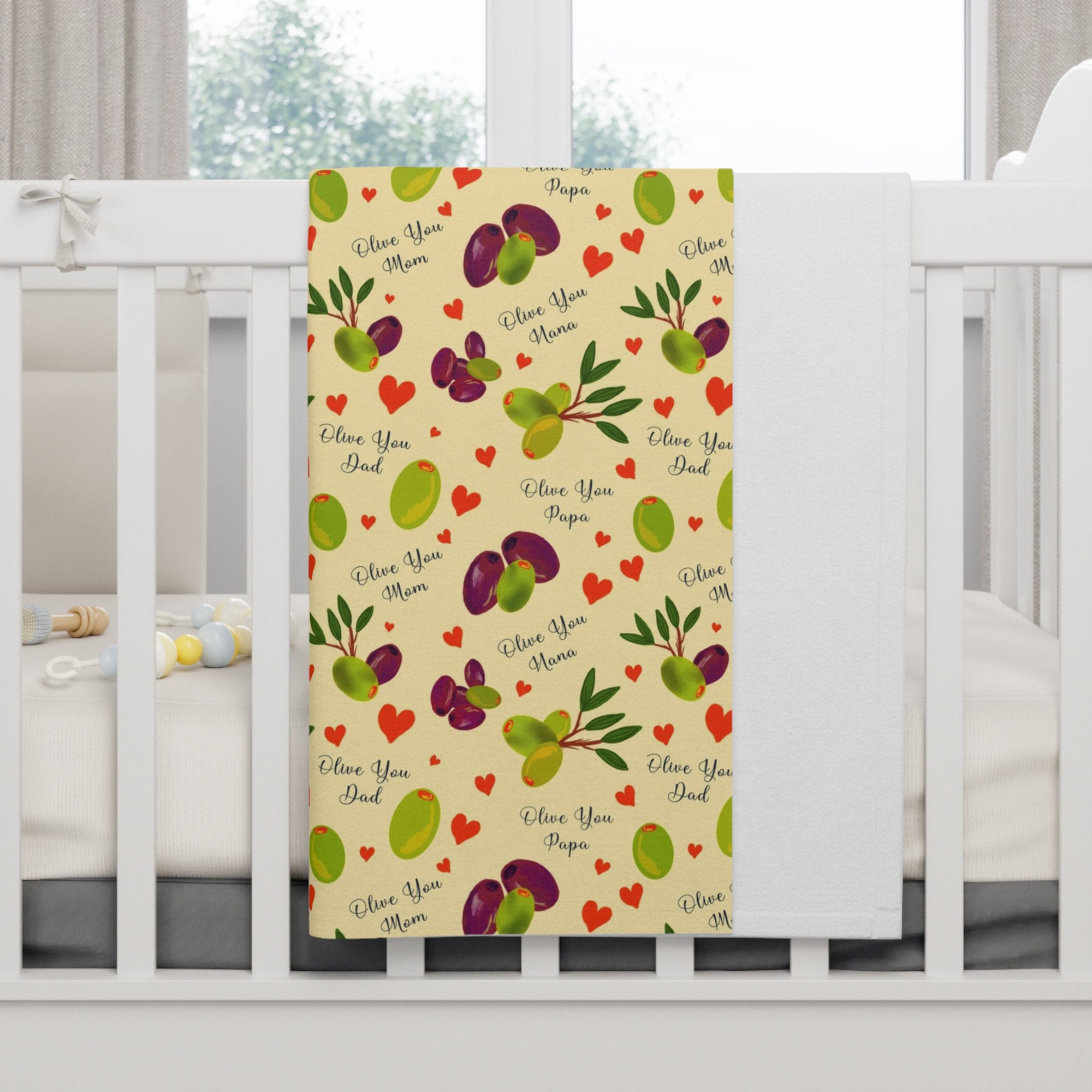 Olive You Fleece Baby Blanket