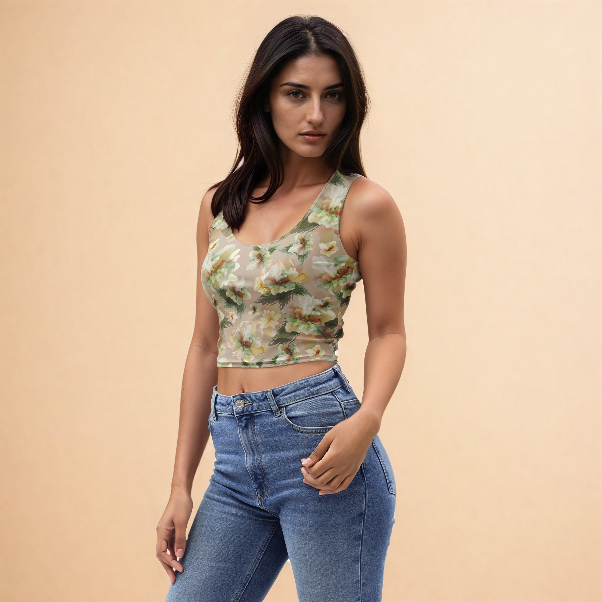 Ella Crop Tank Top in Toasted Honey Klementina