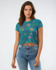 Izel Cropped T-Shirt in Deep Turquoise Klementina