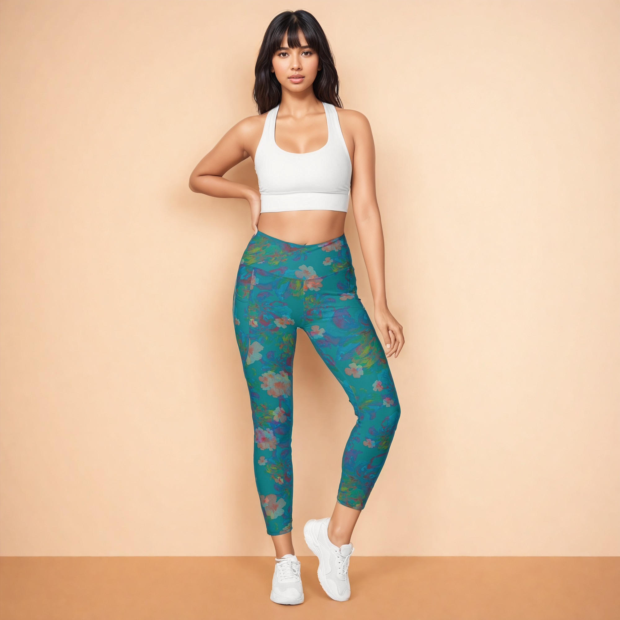 Izel Crossover Leggings in Deep Turquoise Klementina