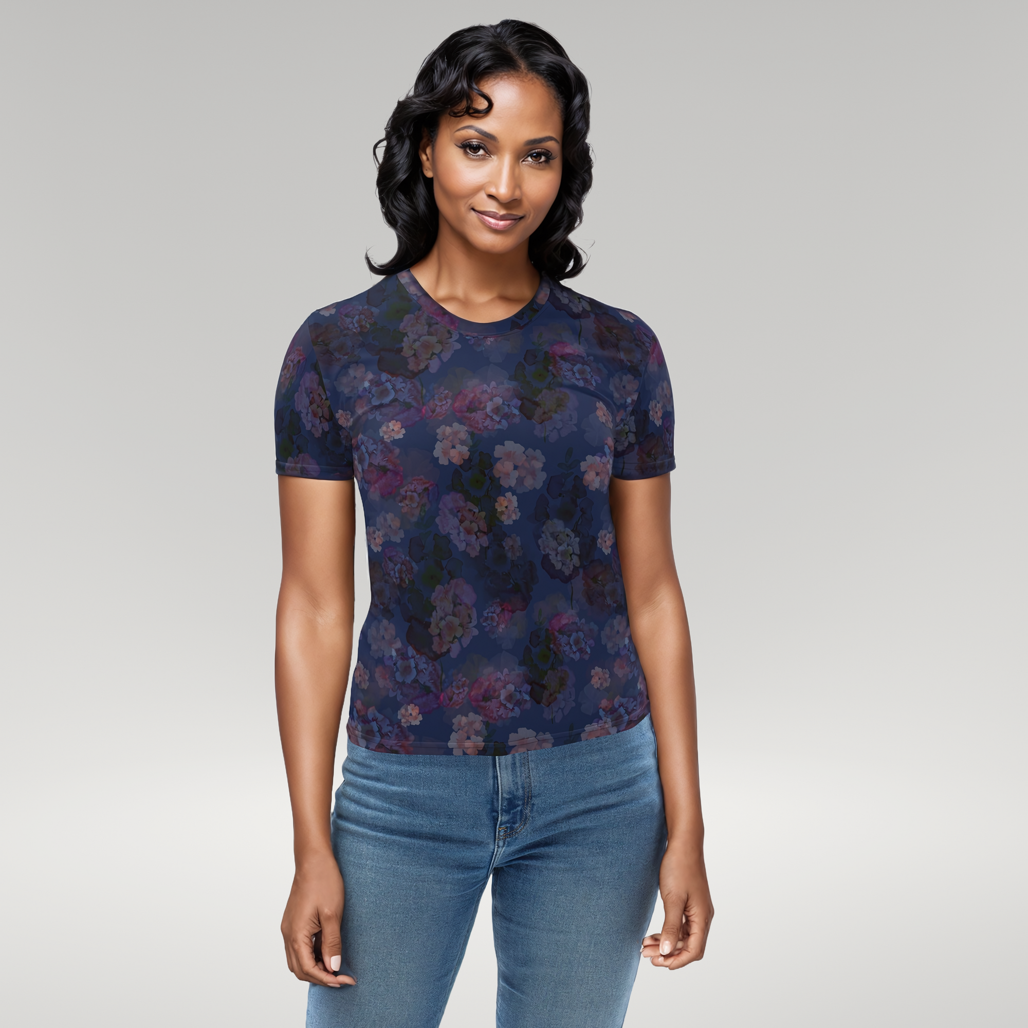 Thalia Short-Sleeve Top in Midnight Blues Klementina