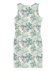 Underwater Blooms Bodycon Dress in Antique Blue Klementina