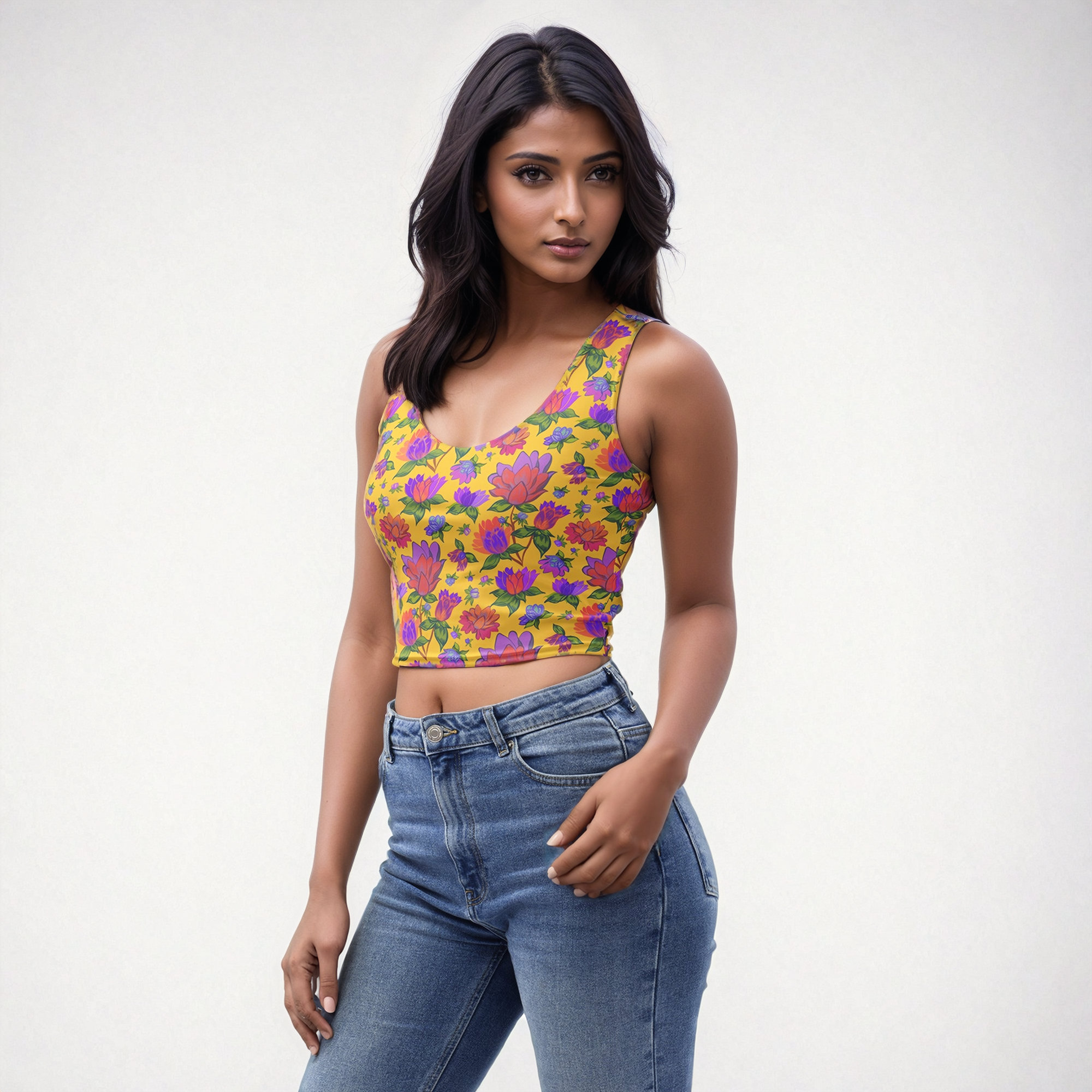 Isabella Crop Tank Top in Tropical Smoothie Klementina