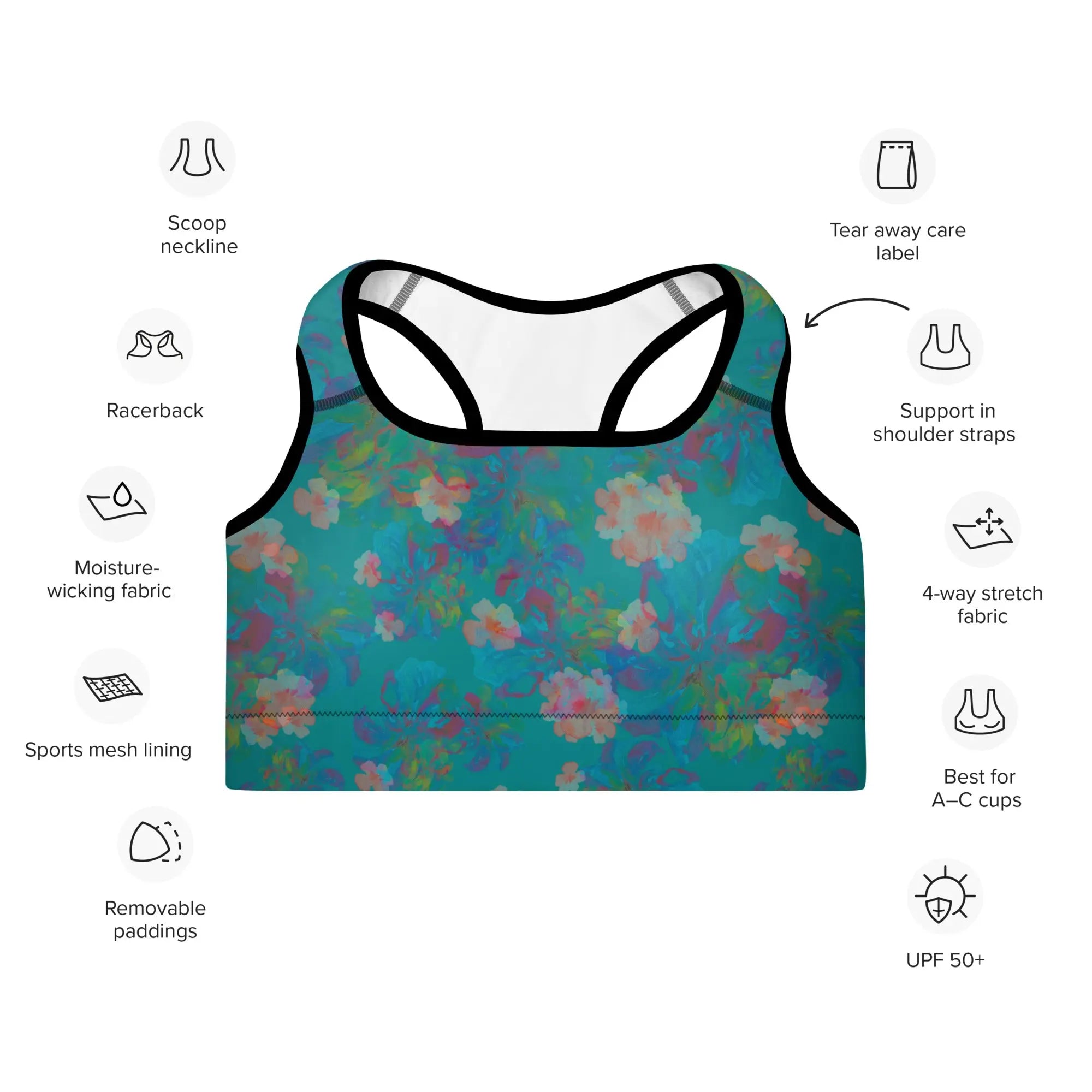 Izel Sports Bra in Deep Turquoise Klementina