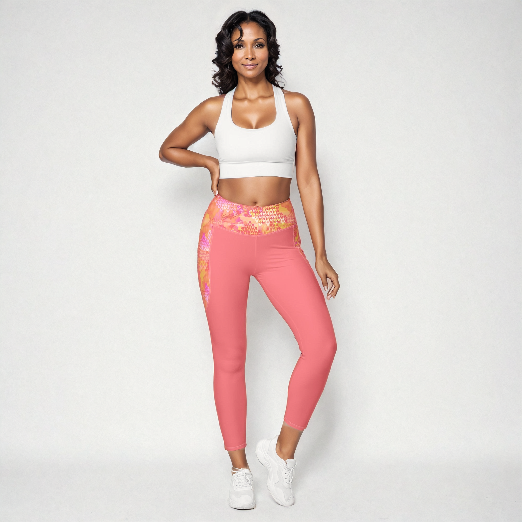 Phoebe Crossover Leggings with Pink Lemonade Accents Klementina