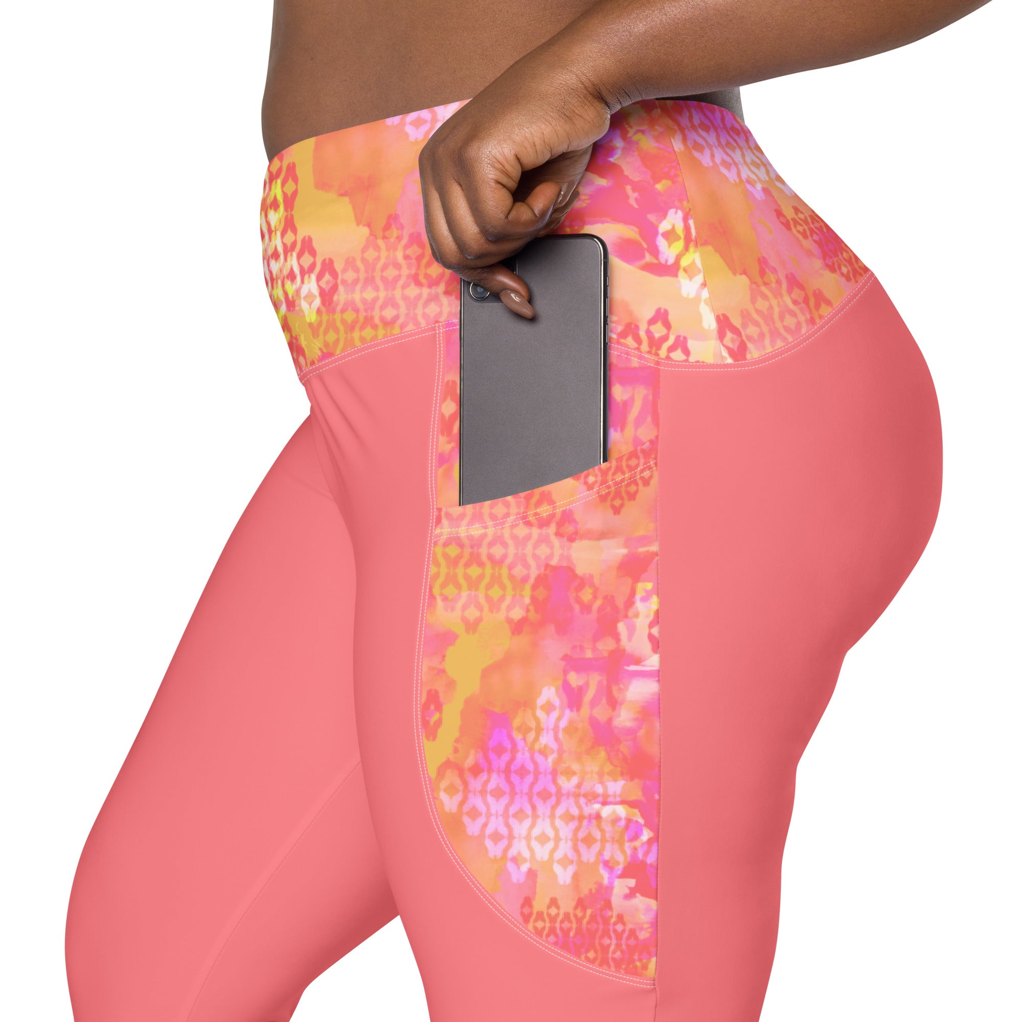 Phoebe Crossover Leggings with Pink Lemonade Accents Klementina