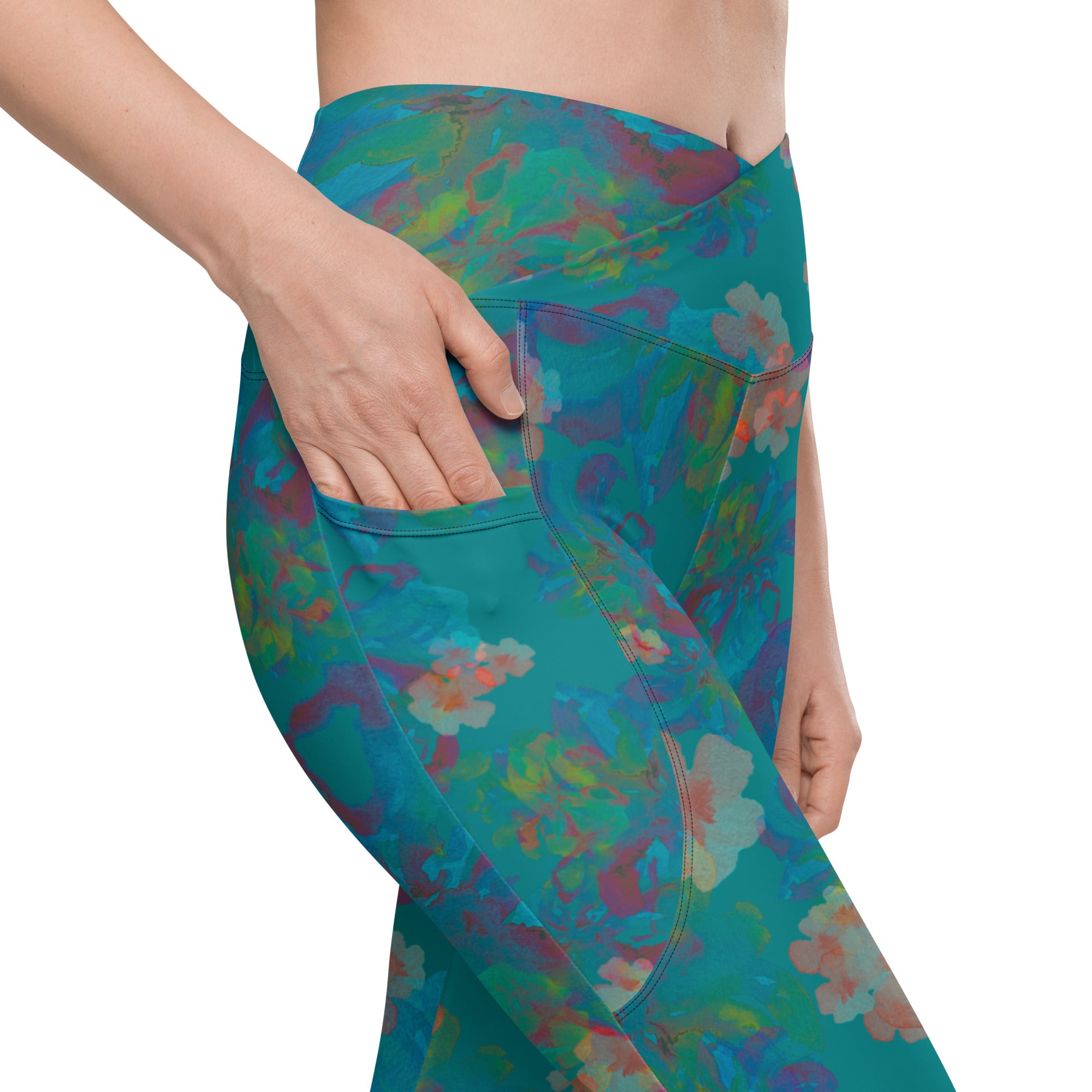 Izel Crossover Leggings in Deep Turquoise Klementina