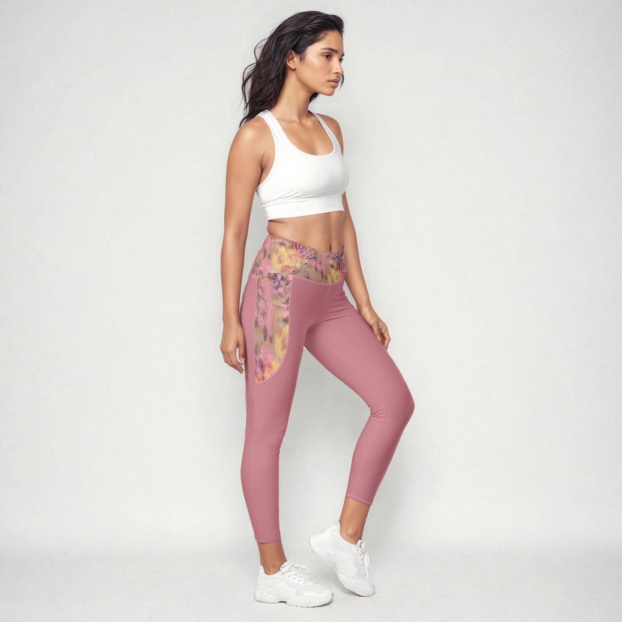 Mila Crossover Leggings with Rosewood Accents Klementina