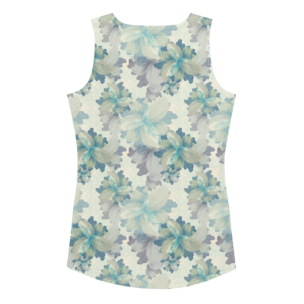 Underwater Blooms Tank Top in Antique Blue Klementina