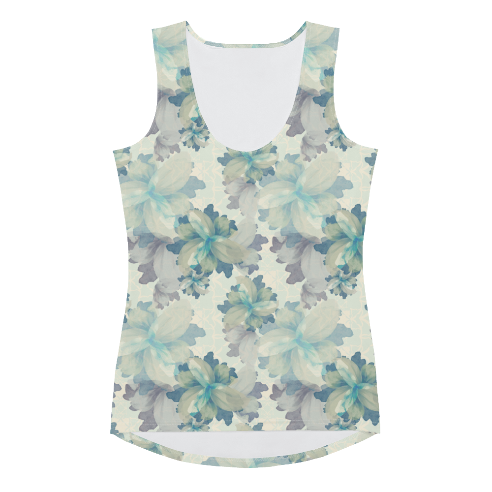 Underwater Blooms Tank Top in Antique Blue Klementina